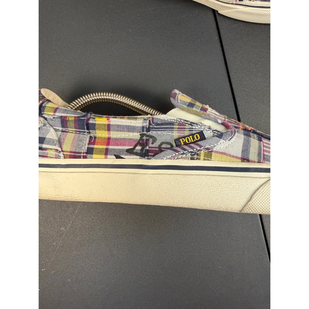 Polo Ralph Lauren Keaton Slip On Plaid Tiger Patchwork Shoes Mens Size 9 - Picture 6 of 13